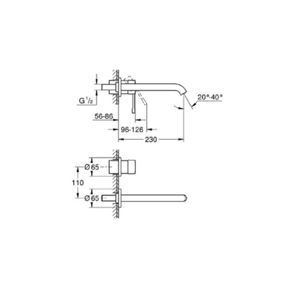 Grohe Essence New inbouw wandkraan technisch